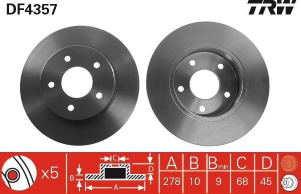 TRW DF4357 - Тормозной диск autosila-amz.com