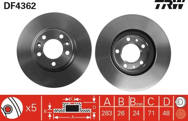 TRW DF4362 - Тормозной диск autosila-amz.com