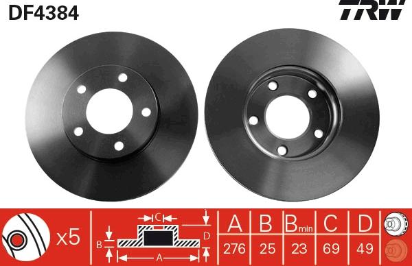 TRW DF4384 - Тормозной диск autosila-amz.com