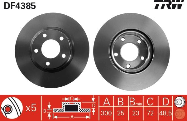 TRW DF4385 - Тормозной диск autosila-amz.com