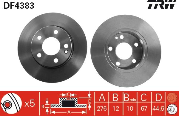 TRW DF4383 - Диск торм передн MB W169 autosila-amz.com