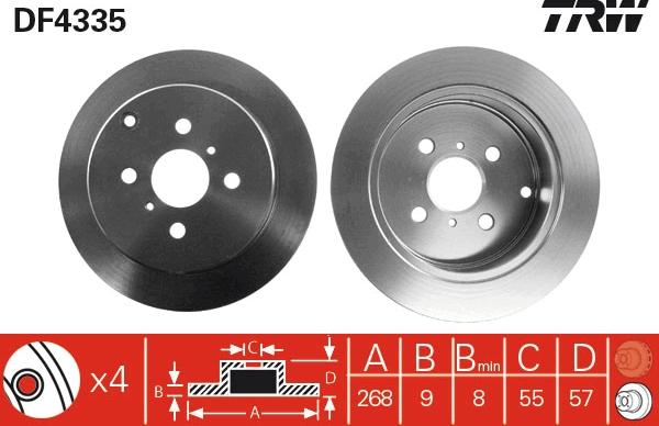 TRW DF4335 - Тормозной диск autosila-amz.com