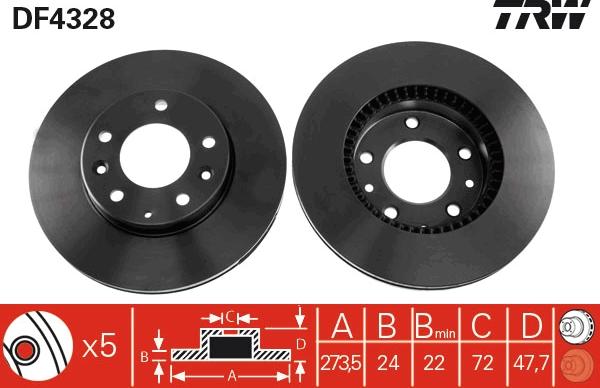 TRW DF4328 - Тормозной диск autosila-amz.com