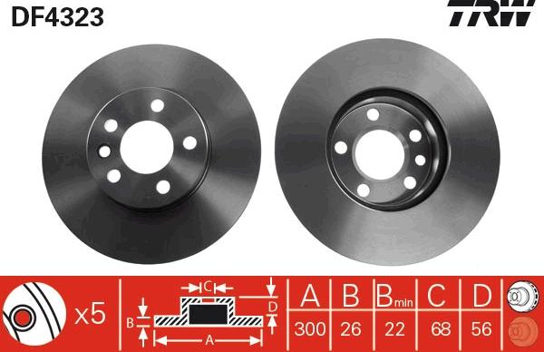 TRW DF4323 - Тормозной диск autosila-amz.com