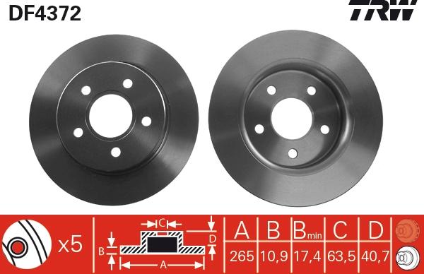 TRW DF4372 - Тормозной диск autosila-amz.com