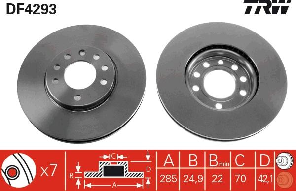 TRW DF4293 - Тормозной диск autosila-amz.com