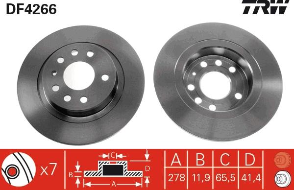 TRW DF4266 - Тормозной диск autosila-amz.com