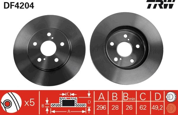 TRW DF4204 - Тормозной диск autosila-amz.com