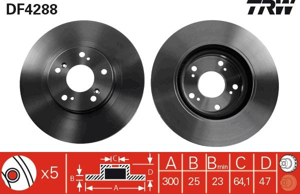 TRW DF4288 - Тормозной диск autosila-amz.com