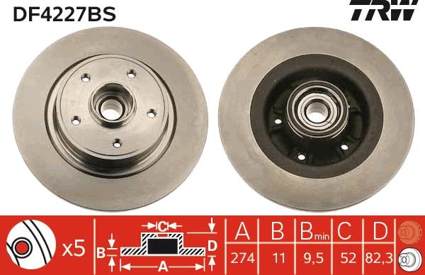 TRW DF4227BS - Тормозной диск autosila-amz.com