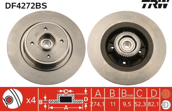 TRW DF4272BS - Тормозной диск autosila-amz.com