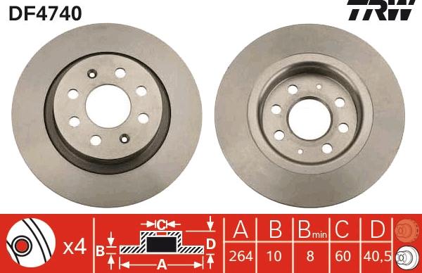 TRW DF4740 - Тормозной диск autosila-amz.com