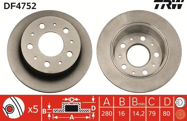 TRW DF4752 - Тормозной диск autosila-amz.com