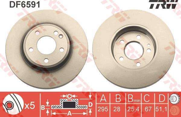 TRW DF6591 - Тормозной диск autosila-amz.com
