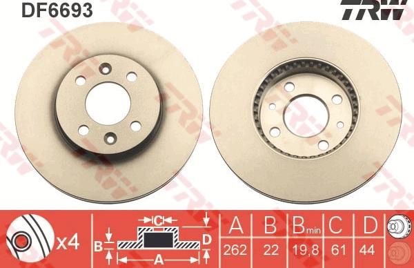 TRW DF6693 - Тормозной диск autosila-amz.com