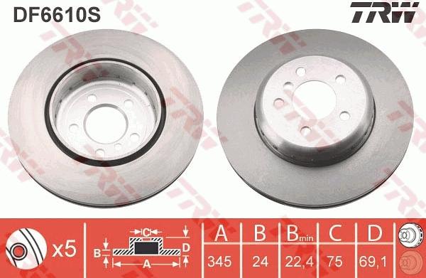 TRW DF6610S - Тормозной диск autosila-amz.com