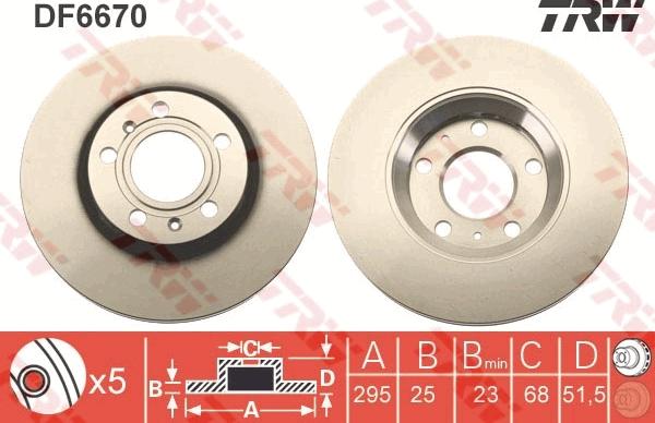 TRW DF6670 - Тормозной диск autosila-amz.com