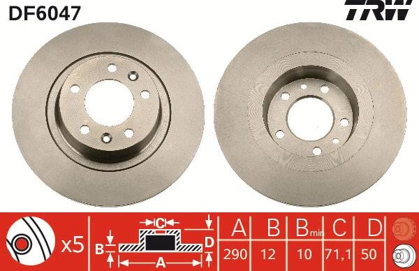 TRW DF6047 - Тормозной диск autosila-amz.com