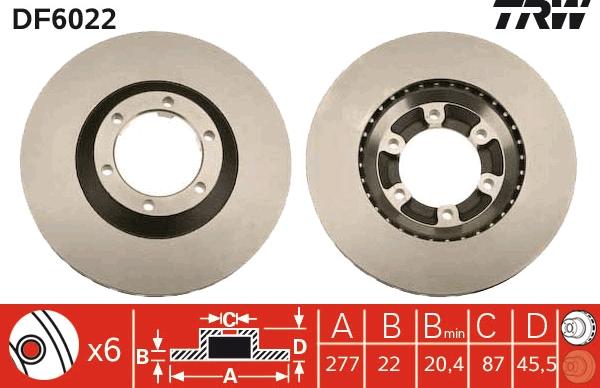 TRW DF6022 - Тормозной диск autosila-amz.com