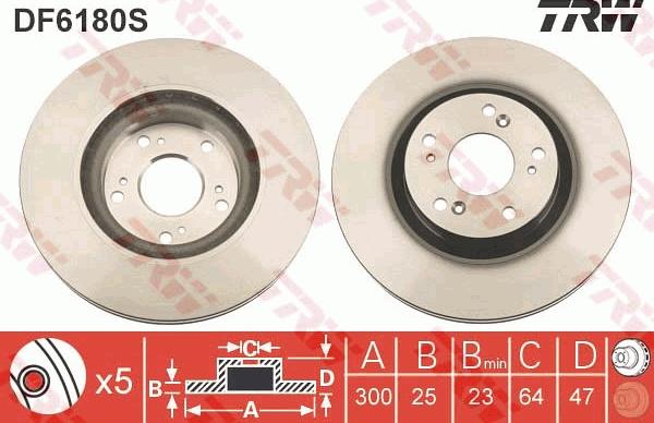 TRW DF6180S - Тормозной диск autosila-amz.com