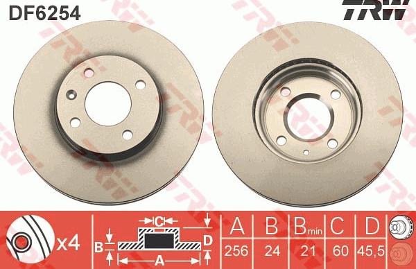 TRW DF6254 - Тормозной диск autosila-amz.com