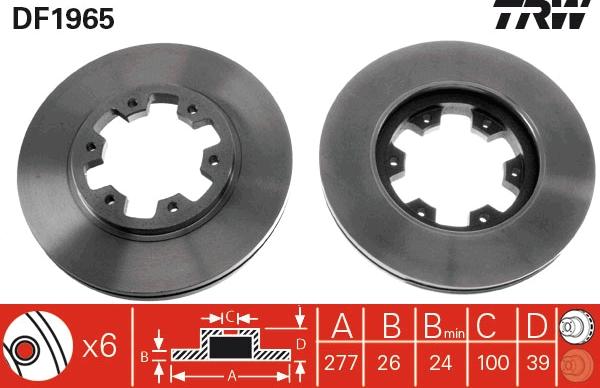 TRW DF1965 - Тормозной диск autosila-amz.com