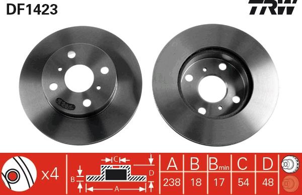 TRW DF1423 - Тормозной диск autosila-amz.com