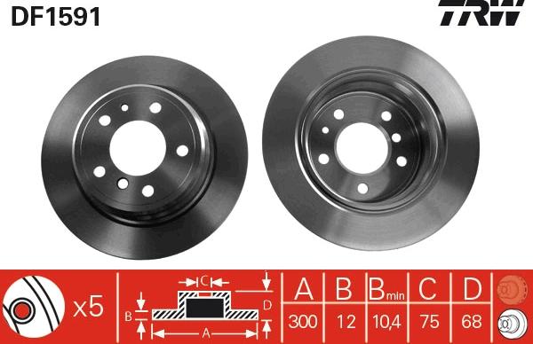 TRW DF1591 - Тормозной диск autosila-amz.com