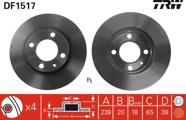 TRW DF1517 - Тормозной диск autosila-amz.com