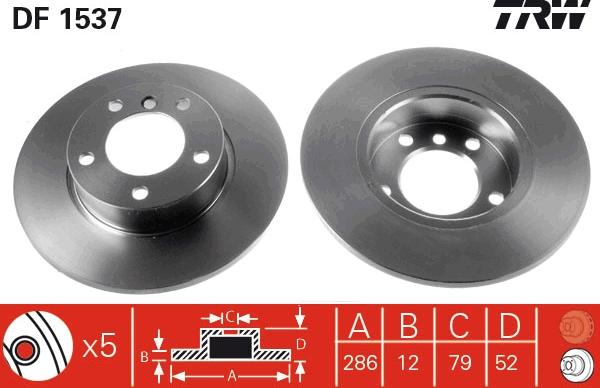 TRW DF1537 - Тормозной диск autosila-amz.com