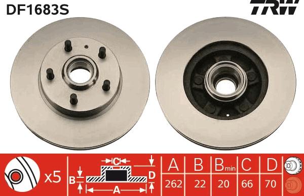 TRW DF1683S - Тормозной диск autosila-amz.com