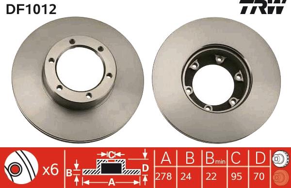 TRW DF1012 - Тормозной диск autosila-amz.com