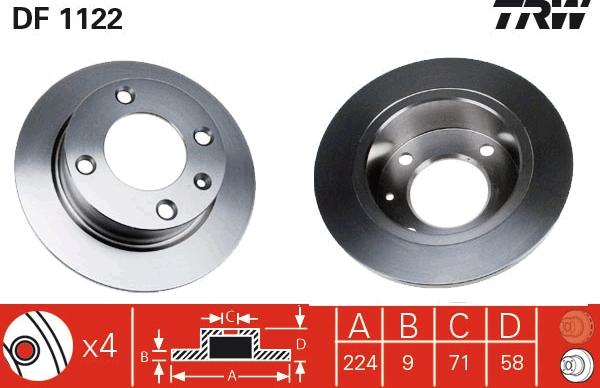 TRW DF1122 - Тормозной диск autosila-amz.com