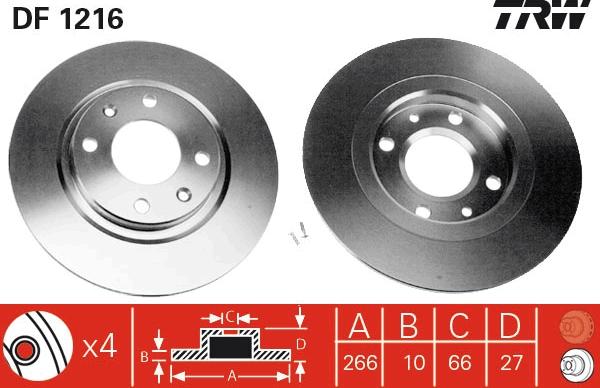 TRW DF1216 - Тормозной диск autosila-amz.com