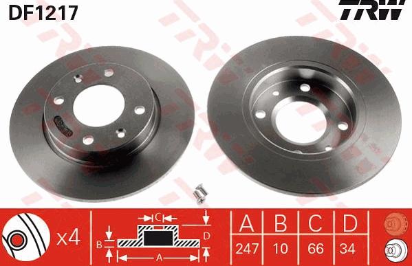 TRW DF1217 - Тормозной диск autosila-amz.com