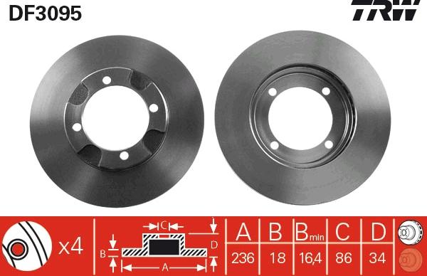 TRW DF3095 - Тормозной диск autosila-amz.com