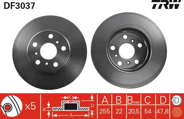 TRW DF3037 - Тормозной диск autosila-amz.com