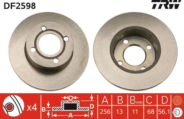 TRW DF2598 - Диск торм передн autosila-amz.com