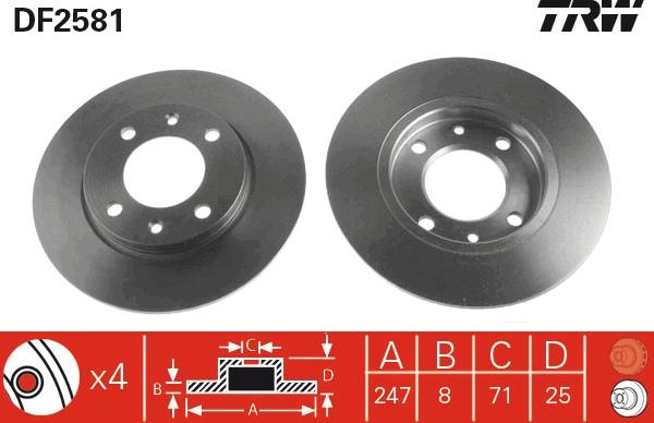 TRW DF2581 - Тормозной диск autosila-amz.com