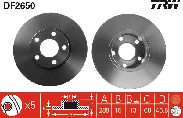 TRW DF2650 - Тормозной диск autosila-amz.com