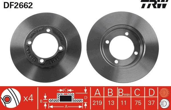 TRW DF2662 - Тормозной диск autosila-amz.com