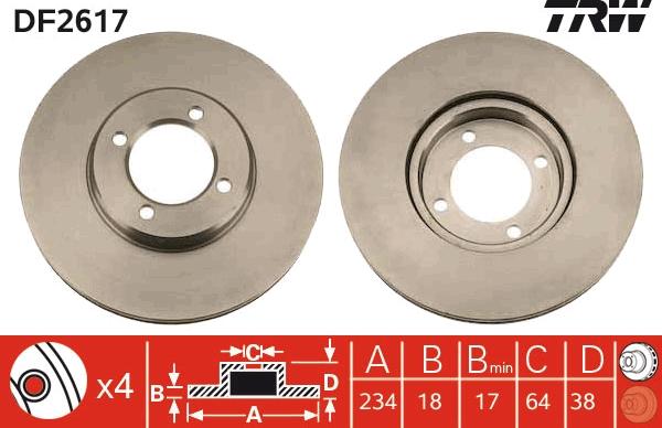 TRW DF2617 - Тормозной диск autosila-amz.com