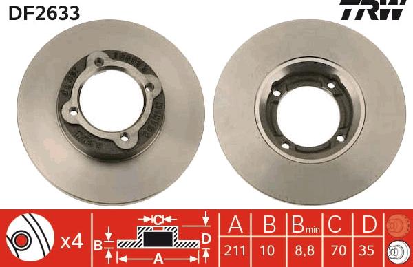 TRW DF2633 - Тормозной диск autosila-amz.com