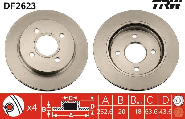 TRW DF2623 - Тормозной диск autosila-amz.com