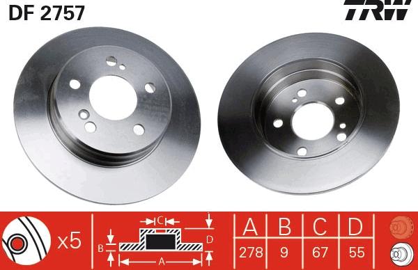 TRW DF2757 - Тормозной диск autosila-amz.com