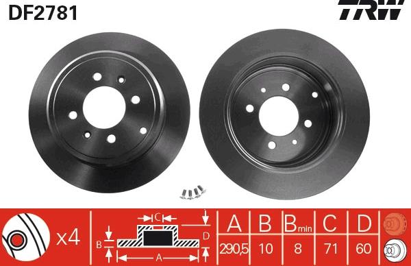 TRW DF2781 - Тормозной диск autosila-amz.com