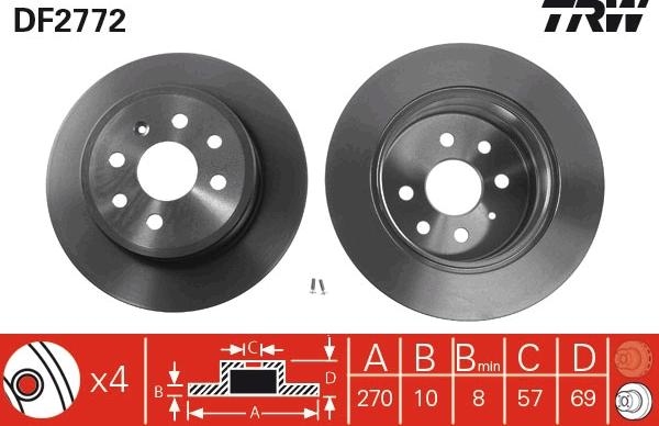 TRW DF2772 - Тормозной диск autosila-amz.com