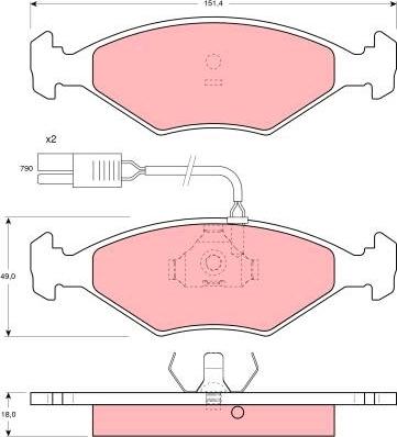 TRW GDB960 - Тормозные колодки, дисковые, комплект autosila-amz.com