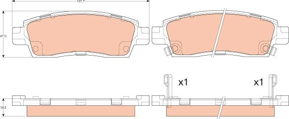 TRW GDB4455 - Тормозные колодки, дисковые, комплект autosila-amz.com