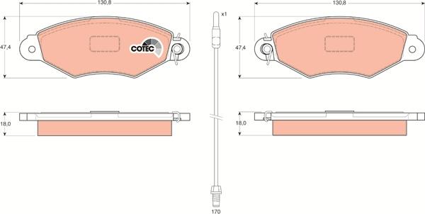 TRW GDB1402 - Тормозные колодки, дисковые, комплект autosila-amz.com